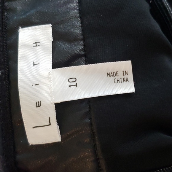 Leith Strapless Faux Leather Tulle Side Pockets Invisible Back Zipper Size 10 - Picture 6 of 14